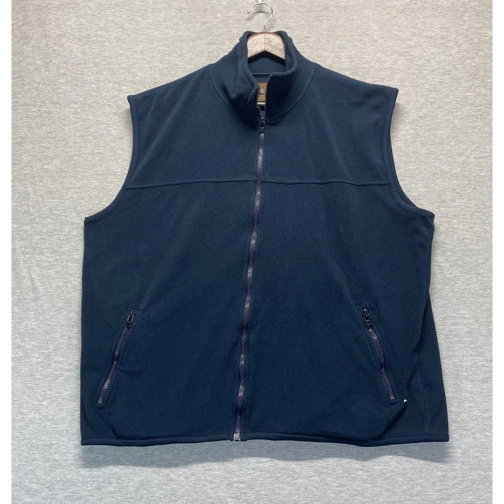 St. John's Bay Polar Fleece Vest Mens Tall Large Navy Blue Sleeveless Full Zip